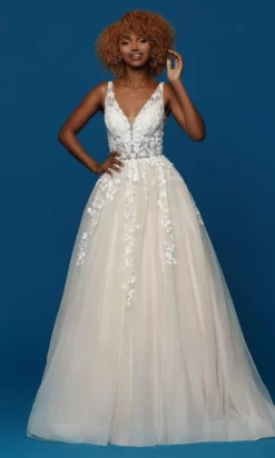 Da Vinci Bridal - 50637 Floral Ornate A-Line Bridal Gown