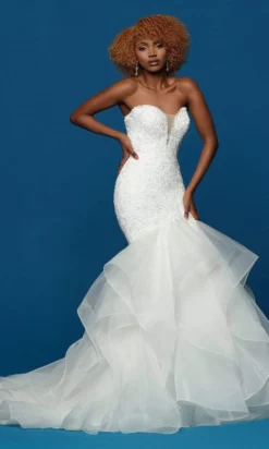 Da Vinci Bridal - 50653 Strapless Flounced Trumpet Bridal Gown