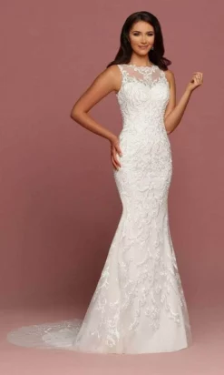 Da Vinci Bridal - Bateau Embroidered Bridal Gown 50481 - 1 Pc Ivory In Size 10 Available