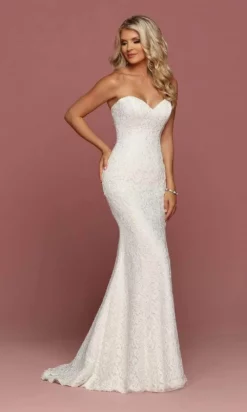 Da Vinci Bridal - Strapless Lace Bridal Dress 50491 - 1 Pc White In Size 6 Available