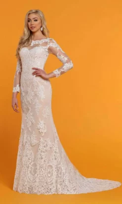 Da Vinci - Sheer Long Sleeve Lace Bridal Dress 50516 - 1 Pc Ivory/Nude In Size 12 Available -Hot Sale WEDDING Store da vinci sheer long sleeve lace bridal dress 50516 1 pc ivory nude in size 12 available bridal dresses 32357171167315