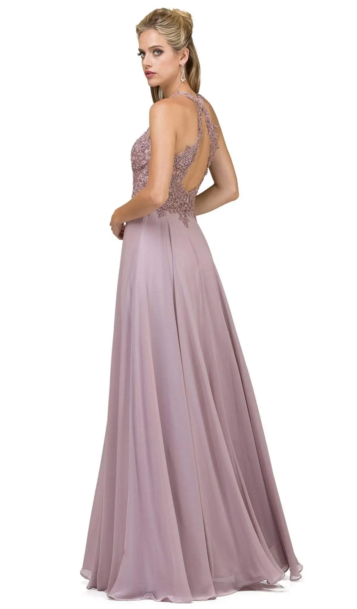 Dancing Queen - 2017 Beaded Lace Halter Prom Dress With Open Back 2 Dancing Queen - 2017 Beaded Lace Halter Prom Dress With Open Back - Image 2