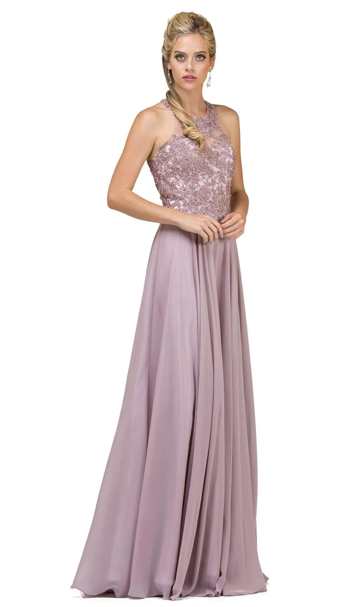 Dancing Queen - 2017 Beaded Lace Halter Prom Dress With Open Back 1 Dancing Queen - 2017 Beaded Lace Halter Prom Dress With Open Back