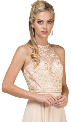 Dancing Queen - 2092 Embroidered Halter A-Line Evening Gown -Hot Sale WEDDING Store dancing queen 2092 embroidered halter a line evening gown special occasion dress s champagne 5682053513273