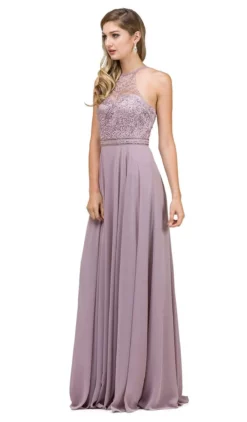 Dancing Queen - 2092 Embroidered Halter A-Line Evening Gown -Hot Sale WEDDING Store dancing queen 2092 embroidered halter a line evening gown special occasion dress xs mocha 28761722454099