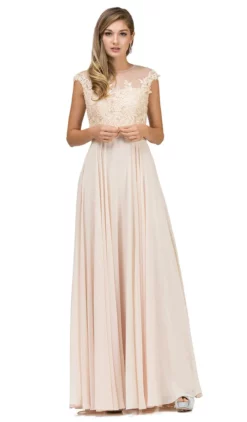 Dancing Queen - 2121 Sheer Floral A Line Evening Gown -Hot Sale WEDDING Store dancing queen 2121 sheer floral a line evening gown special occasion dress xs champagne 5682351276089