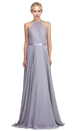 Dancing Queen - 2176 Illusion High Halter Chiffon A-Line Prom Gown