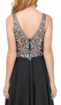 Dancing Queen - 2216 Bejeweled V-neck A-line Prom Dress -Hot Sale WEDDING Store dancing queen 2216 bejeweled v neck a line prom dress special occasion dress 2xl black 5681995808825