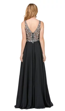 Dancing Queen - 2216 Bejeweled V-neck A-line Prom Dress -Hot Sale WEDDING Store dancing queen 2216 bejeweled v neck a line prom dress special occasion dress xs black 5681995776057