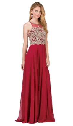 Dancing Queen - 2234 Sleeveless Illusion Jewel Lace Ornate Prom Gown -Hot Sale WEDDING Store dancing queen 2234 sleeveless illusion jewel lace ornate prom gown prom dresses xs burgundy gold 28588528042067