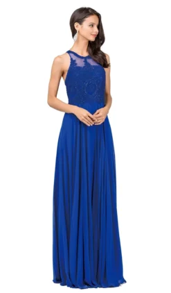 Dancing Queen - 2234 Sleeveless Illusion Jewel Lace Ornate Prom Gown -Hot Sale WEDDING Store dancing queen 2234 sleeveless illusion jewel lace ornate prom gown prom dresses xs royal blue 28588527747155