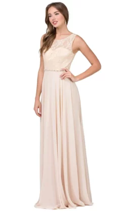 Dancing Queen - 2240 Bejeweled Lace Illusion A-Line Prom Gown -Hot Sale WEDDING Store dancing queen 2240 bejeweled lace illusion a line prom gown prom dresses xs champagne 5682369396793