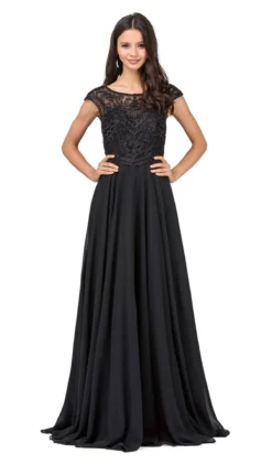 Dancing Queen - 2241 Beaded Sheer Chiffon Prom Dress -Hot Sale WEDDING Store dancing queen 2241 beaded sheer chiffon prom dress prom dresses xs black 5682157649977