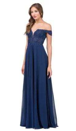 Dancing Queen - 2273 Embroidered Off Shoulder Prom Dress -Hot Sale WEDDING Store dancing queen 2273 embroidered off shoulder prom dress special occasion dress xs navy 5682153029689