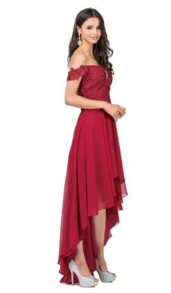 Dancing Queen - 2278 Off Shoulder Beaded High Low Prom Dress -Hot Sale WEDDING Store dancing queen 2278 off shoulder beaded high low prom dress prom dresses xs burgundy 29064021803091