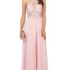 Dancing Queen - 2369 Embroidered Sheer Halter Chiffon Prom Dress
