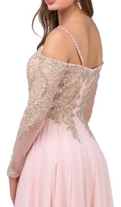 Dancing Queen - 2422 Appliqued Sheer Long Sleeves A-Line Prom Gown -Hot Sale WEDDING Store dancing queen 2422 appliqued sheer long sleeves a line prom gown special occasion dress l blush 5682133958713