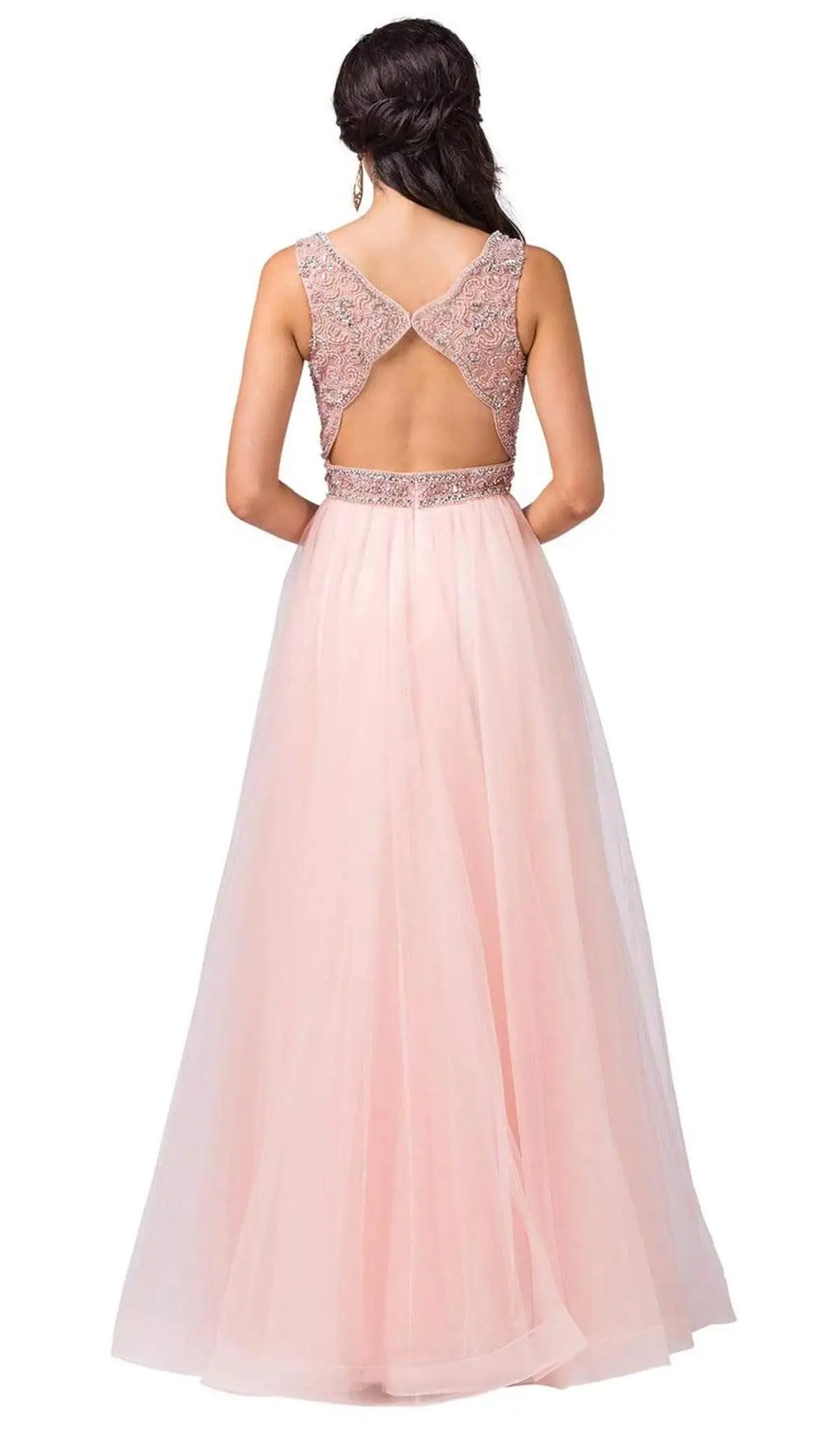 Dancing Queen - 2520 Embellished Deep V-neck A-line Gown 2 Dancing Queen - 2520 Embellished Deep V-neck A-line Gown - Image 2