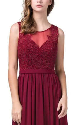 Dancing Queen - 2677 Illusion Neckline Beaded Lace Bodice Chiffon Gown -Hot Sale WEDDING Store dancing queen 2677 illusion neckline beaded lace bodice chiffon gown evening dresses 28008576581715