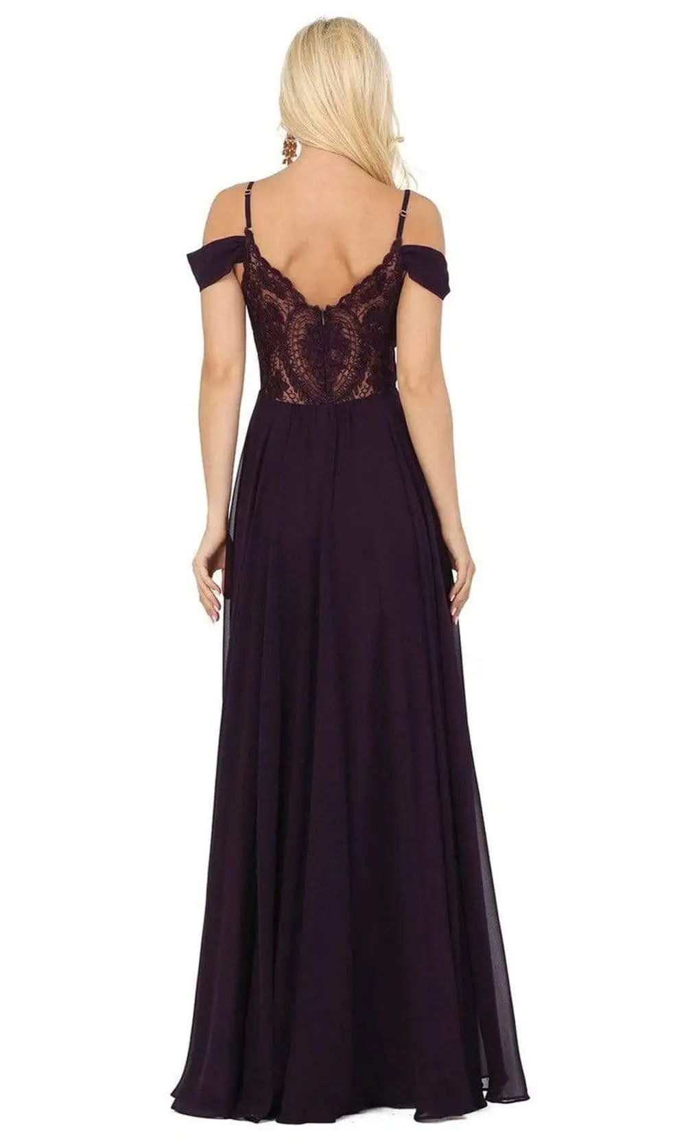 Dancing Queen - 2961 Lace Back Cold Shoulder A-Line Prom Dress 2 Dancing Queen - 2961 Lace Back Cold Shoulder A-Line Prom Dress - Image 2