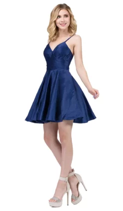 Dancing Queen - 3059 Sleek Pleated Surplice Homecoming Dress -Hot Sale WEDDING Store dancing queen 3059 sleek pleated surplice homecoming dress homecoming dresses xs navy 6054504398905