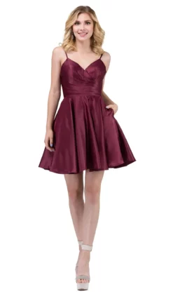 Dancing Queen - 3059 Sleek Pleated Surplice Homecoming Dress -Hot Sale WEDDING Store dancing queen 3059 sleek pleated surplice homecoming dress homecoming dresses xs wine 6054511116345