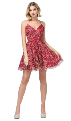 Dancing Queen - 3154 Trailing Glitter Motif A-Line Dress -Hot Sale WEDDING Store dancing queen 3154 trailing glitter motif a line dress homecoming dresses xs burgundy 28779758288979