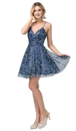 Dancing Queen - 3154 Trailing Glitter Motif A-Line Dress -Hot Sale WEDDING Store dancing queen 3154 trailing glitter motif a line dress homecoming dresses xs navy 28779742036051
