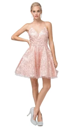 Dancing Queen - 3154 Trailing Glitter Motif A-Line Dress