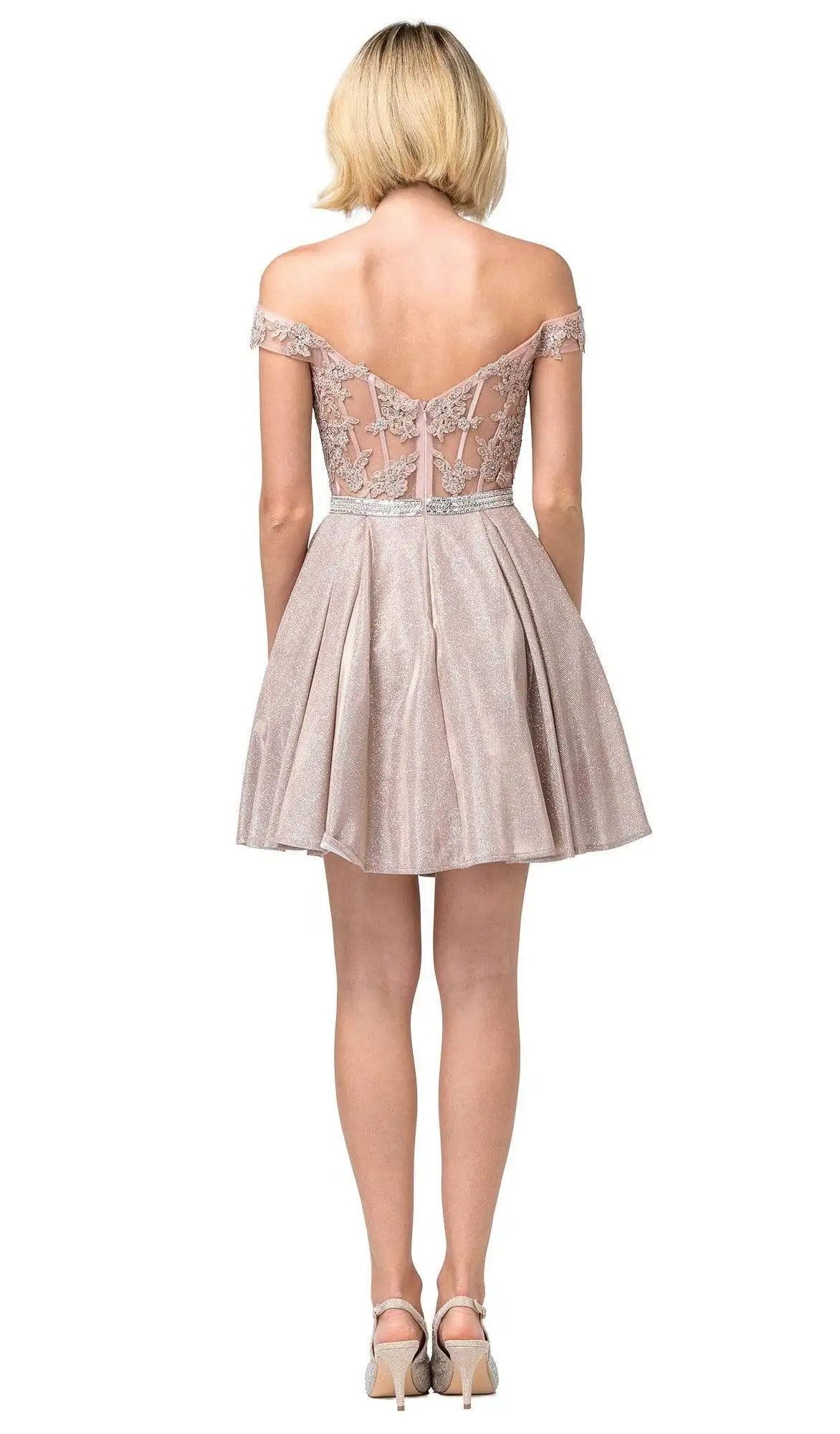 Dancing Queen - 3189 Embroidered Off-Shoulder A-line Dress 3 Dancing Queen - 3189 Embroidered Off-Shoulder A-line Dress - Image 3