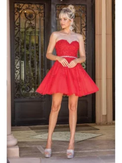 Dancing Queen - 3271 Sweetheart A-Line Cocktail Dress -Hot Sale WEDDING Store dancing queen 3271 sweetheart a line cocktail dress homecoming dresses xs red 32165621989459