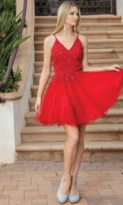 Dancing Queen 3303 - Embroidered V-Neck Tulle Cocktail Dress -Hot Sale WEDDING Store dancing queen 3303 embroidered v neck tulle cocktail dress special occasion dress 30586470137939