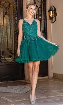 Dancing Queen 3303 - Embroidered V-Neck Tulle Cocktail Dress -Hot Sale WEDDING Store dancing queen 3303 embroidered v neck tulle cocktail dress special occasion dress xs hunter green 30586469875795