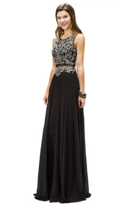 Dancing Queen - 9150 Intricately Bejeweled Illusion Two Piece- Prom Dress -Hot Sale WEDDING Store dancing queen 9150 intricately bejeweled illusion two piece prom dress special occasion dress xs black 5682402230329