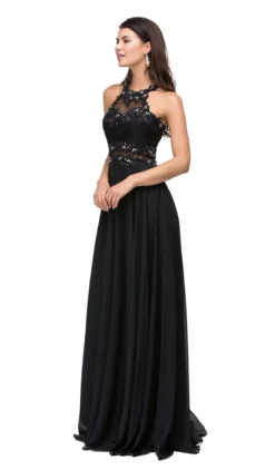 Dancing Queen - 9548 Jeweled Illusion Halter Chiffon Prom Dress -Hot Sale WEDDING Store dancing queen 9548 jeweled illusion halter chiffon prom dress prom dresses 5682493259833