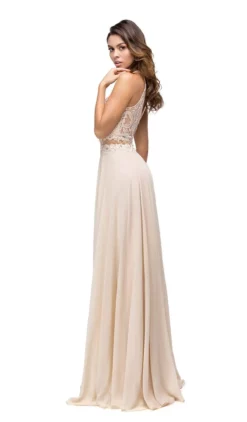 Dancing Queen - 9548 Jeweled Illusion Halter Chiffon Prom Dress -Hot Sale WEDDING Store dancing queen 9548 jeweled illusion halter chiffon prom dress prom dresses xs champagne 5682493194297