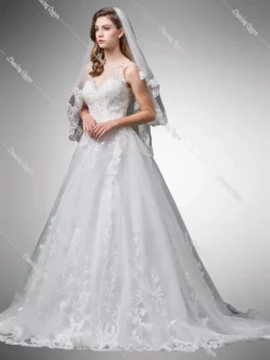 Dancing Queen Bridal - 102 Embroidered V-Neck Wedding Gown -Hot Sale WEDDING Store dancing queen bridal 102 embroidered v neck wedding gown wedding dresses 10961244717139