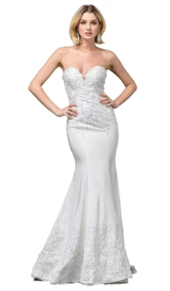 Dancing Queen Bridal - 136 Embroidered Deep Sweetheart Trumpet Gown