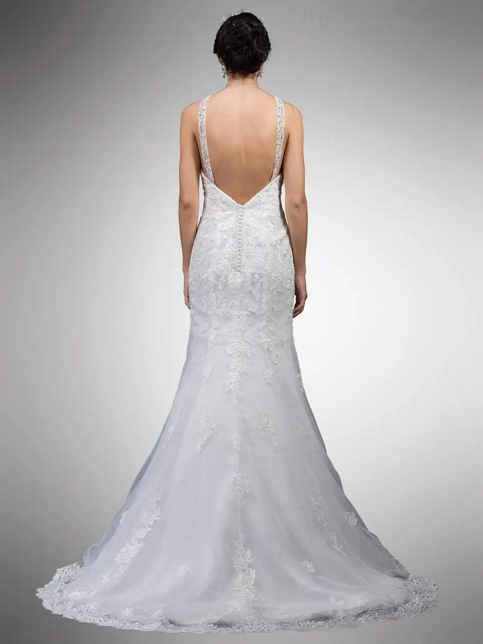 Dancing Queen Bridal - 15 Bedazzled Lace Illusion Halter Mermaid Gown 2 Dancing Queen Bridal - 15 Bedazzled Lace Illusion Halter Mermaid Gown - Image 2