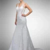 Dancing Queen Bridal - 22 Floral Appliqued Contoured Illusion Trumpet Gown