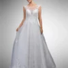 Dancing Queen Bridal - 23 Cap Sleeve Illusion Floral Appliqued Ballgown