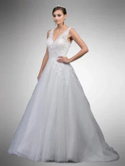 Dancing Queen Bridal - 27 Jewel Accented Floral Appliqued Ballgown