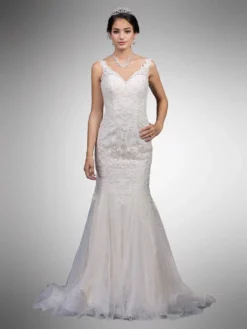 Dancing Queen Bridal - 35 Lace Appliqued Trumpet Bridal Dress