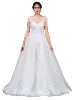 Dancing Queen Bridal - 72 Applique V-neck Ballgown