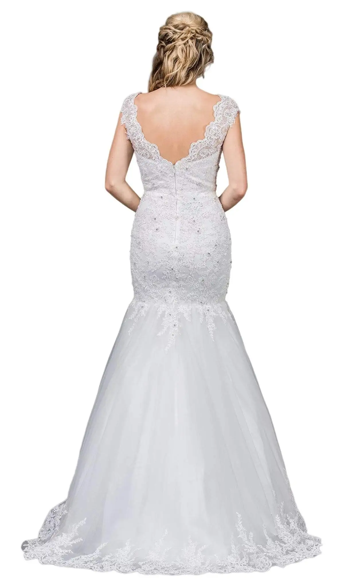 Dancing Queen Bridal - 77 Lace Deep V-neck Trumpet Dress 2 Dancing Queen Bridal - 77 Lace Deep V-neck Trumpet Dress - Image 2