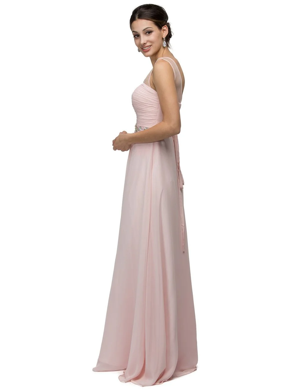 Dancing Queen Bridal - 9541 Ruched Illusion Sweetheart Jewel-banded Chiffon A-line Dress 4 Dancing Queen Bridal - 9541 Ruched Illusion Sweetheart Jewel-banded Chiffon A-line Dress - Image 4