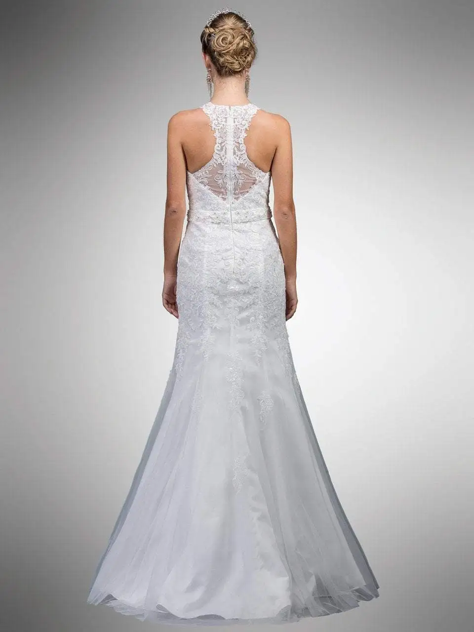 Dancing Queen Bridal - A7003 Beaded Lace Illusion Halter Mermaid Gown 2 Dancing Queen Bridal - A7003 Beaded Lace Illusion Halter Mermaid Gown - Image 2