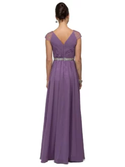 Dancing Queen Illusion Cap Sleeve Pleated V-Neck Chiffon Evening Dress 9182 -Hot Sale WEDDING Store dancing queen illusion cap sleeve pleated v neck chiffon evening dress 9182 ccsale 6153993224249