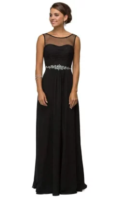Dancing Queen - Illusion Chiffon A-line Dress 9541 - 1 Pc Black In Size XS Available