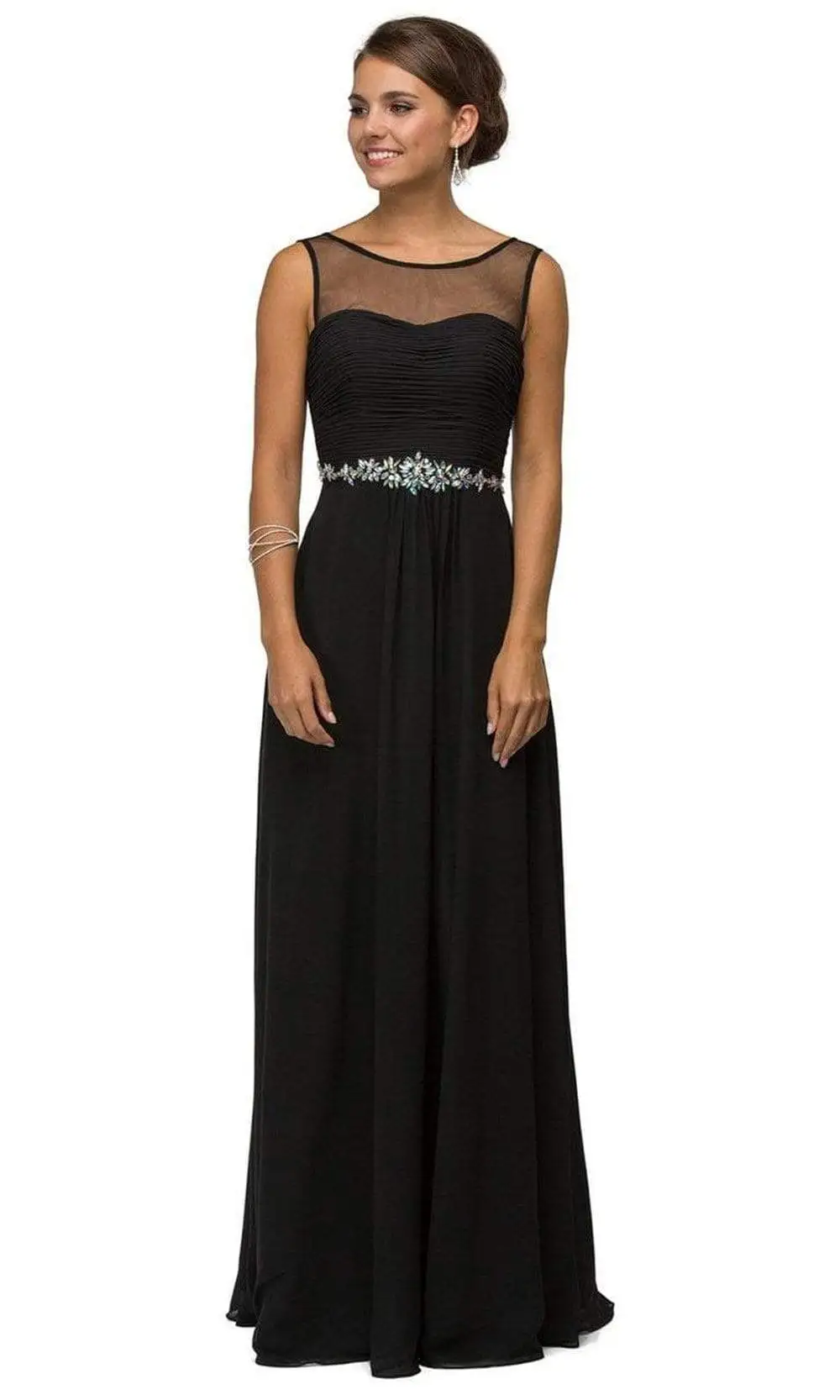 Dancing Queen - Illusion Chiffon A-line Dress 9541 - 1 Pc Black In Size XS Available 1 Dancing Queen - Illusion Chiffon A-line Dress 9541 - 1 Pc Black In Size XS Available